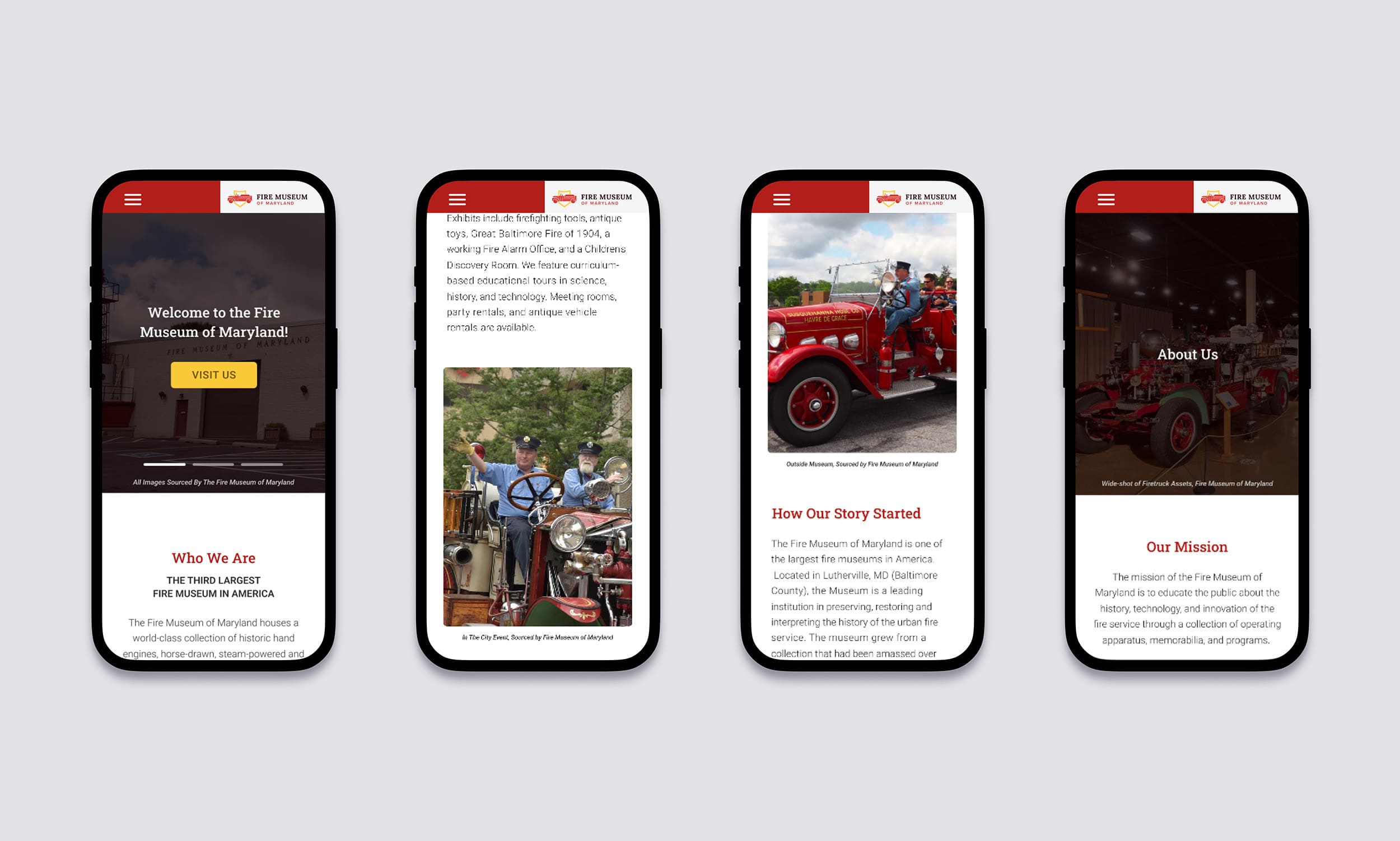 Fire Museum of Maryland Wesbite Mobile